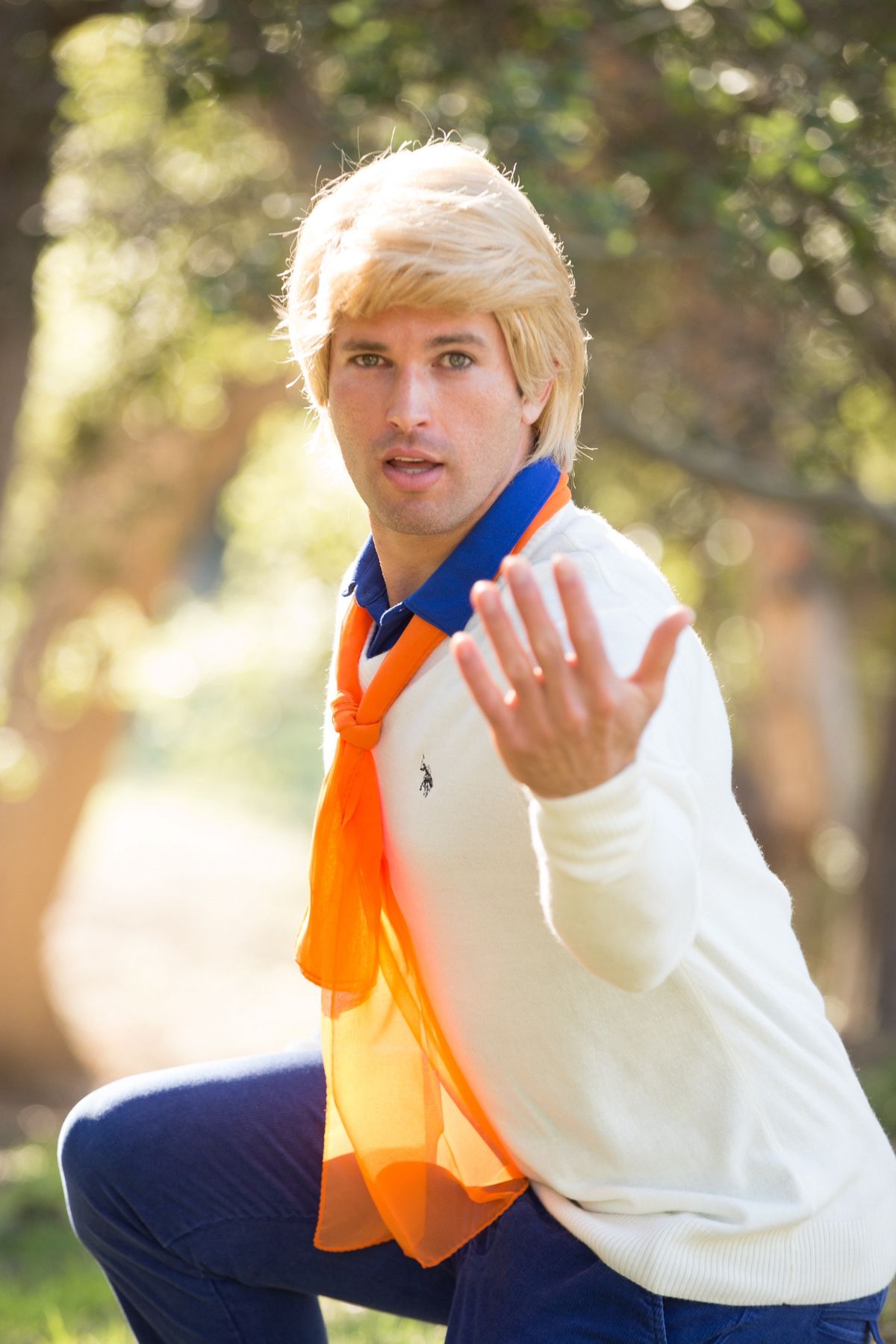 Fred character at party